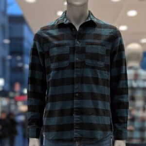 H&M Blue and Black Plaid Button-Up Shirt